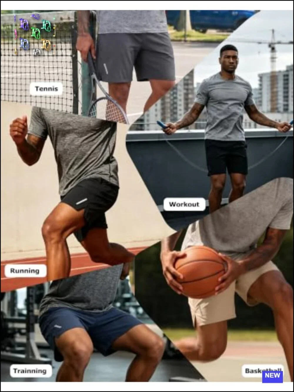 Men's Athletic Shorts 7/9 Inch 5 Pack Quick-Dry with Zipper Pockets